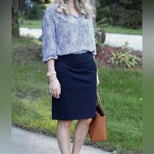 Tory Burch Pencil Skirt // Navy Blue // Large